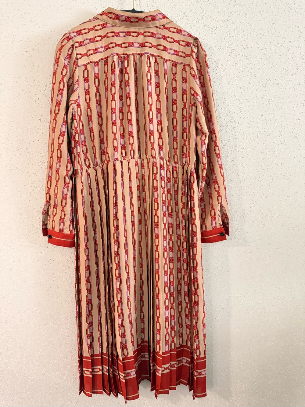 Ann Taylor Red and Cream Patterned Belted Midi Dress - Picture 9 of 11